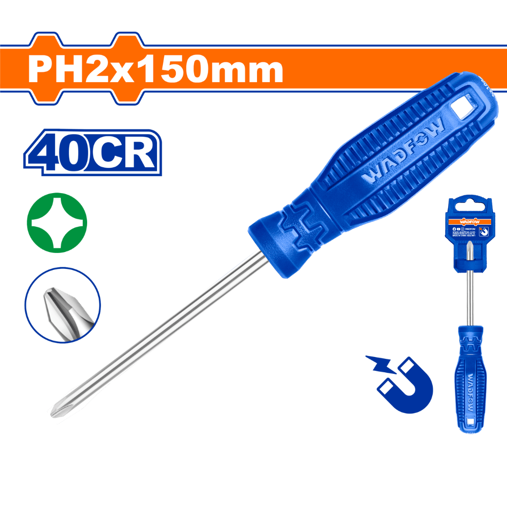 Wadfow Screwdrivers Wadfow Phillips Screwdriver PH2 Tip 150mm - WSD4226
