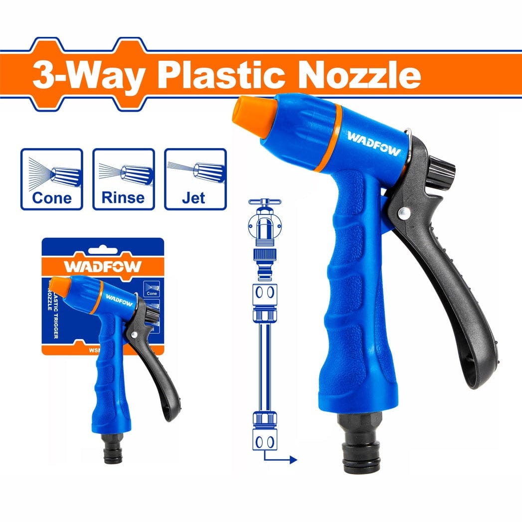 Wadfow Gardening Tool Wadfow Plastic Trigger 3 Way Nozzle - WSN1E03