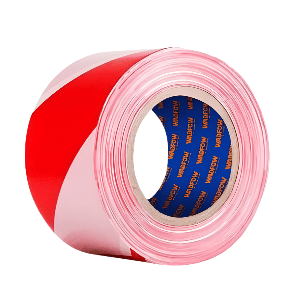 Wadfow Adhesives & Tapes Wadfow Red & White PE Safety Warning Tape 75mm x 305m - WEE1H30