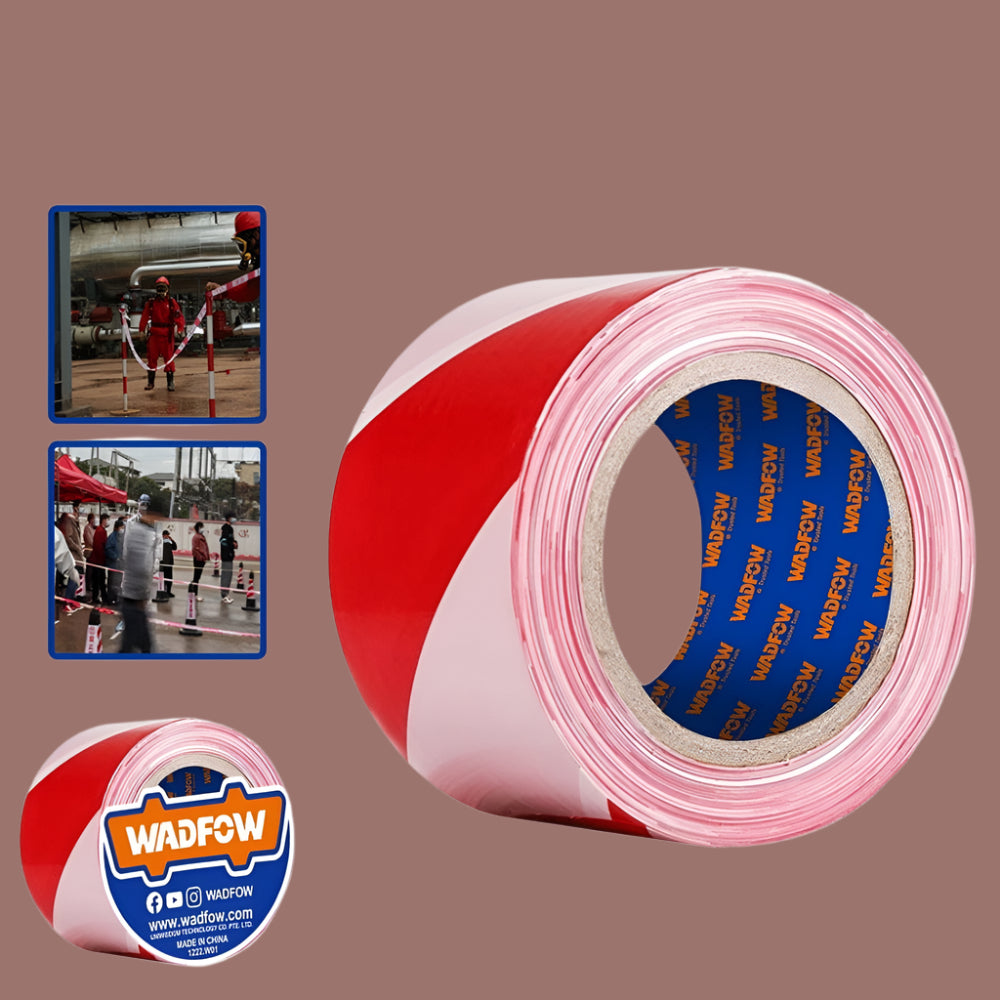 Wadfow Adhesives & Tapes Wadfow Red & White PE Safety Warning Tape 75mm x 305m - WEE1H30
