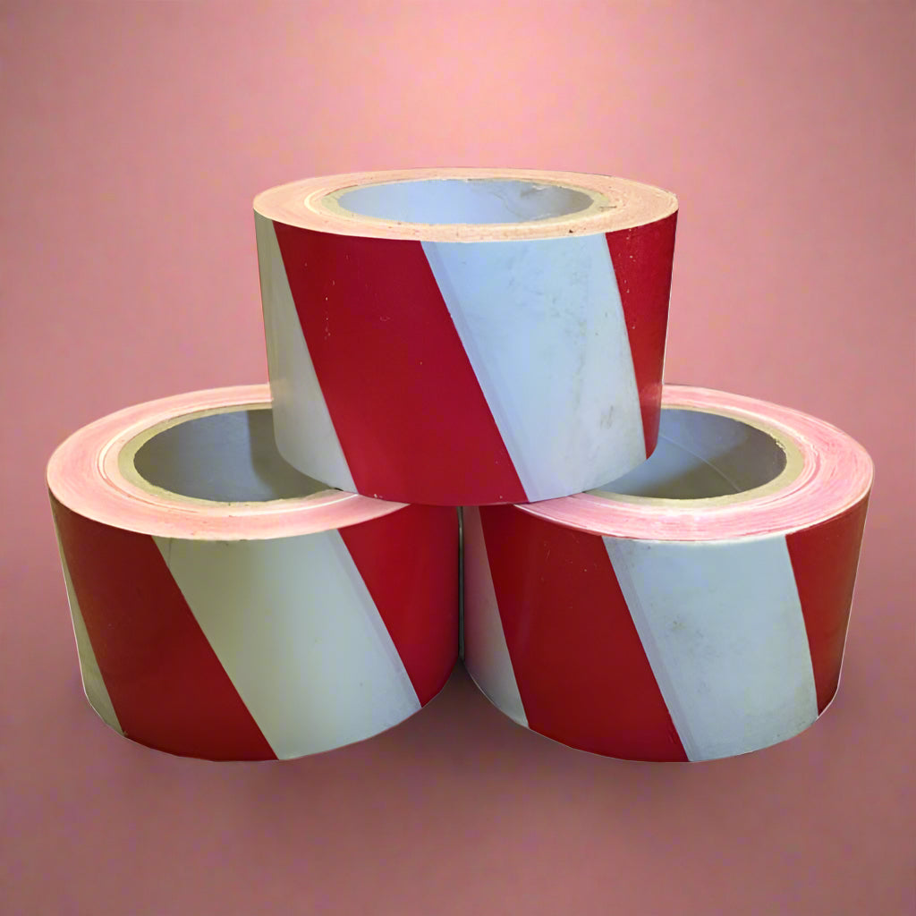 Wadfow Adhesives & Tapes Wadfow Red & White PE Safety Warning Tape 75mm x 305m - WEE1H30