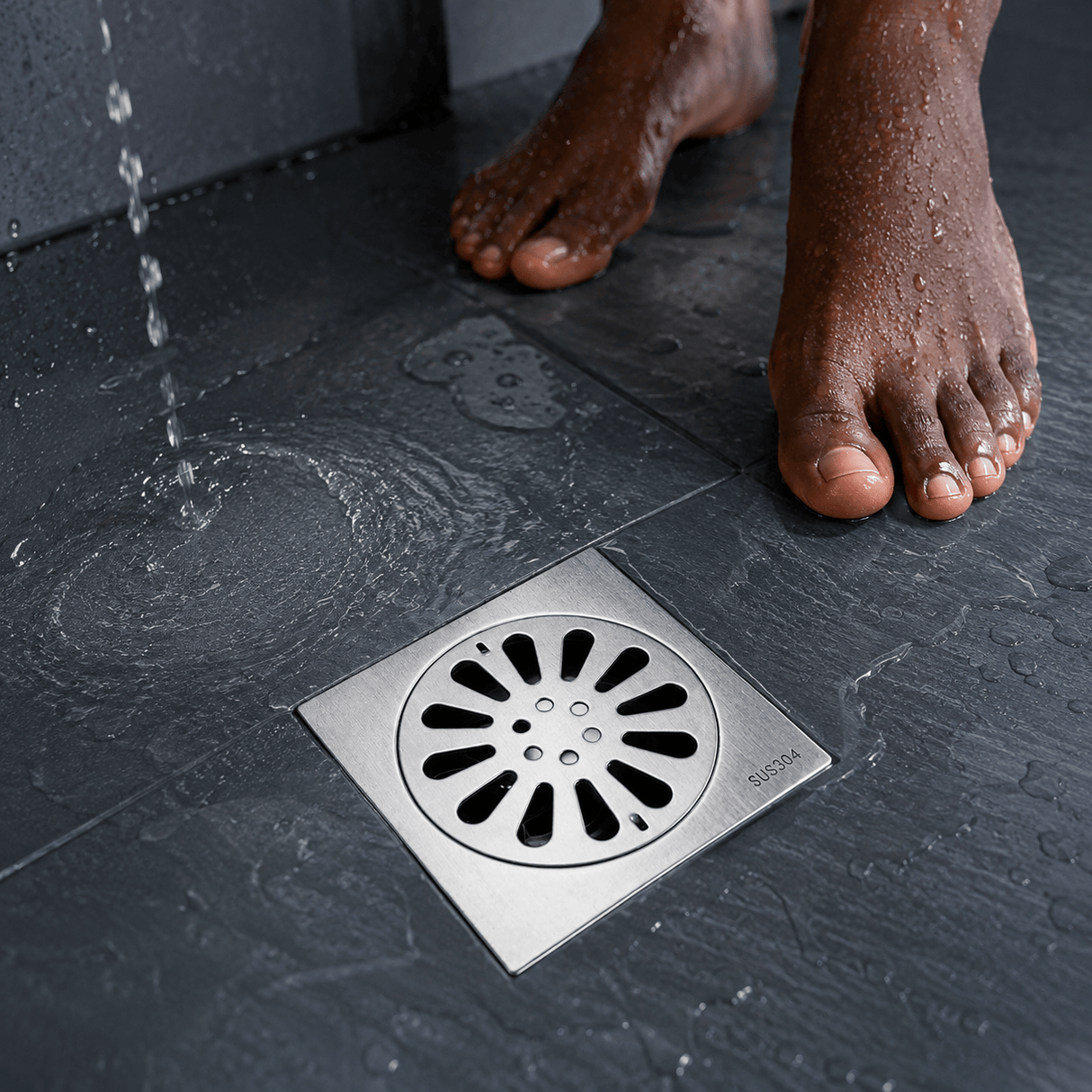Wahkit Drains Wahkit 4" Chrome Floral Round Floor Drain in Stainless Steel - K-D501
