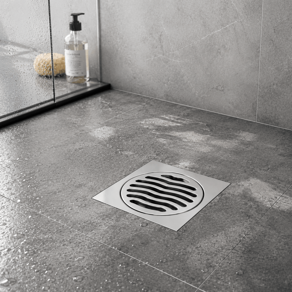 Wahkit Drains Wahkit 4" Chrome Round Grid Floor Drain in Stainless Steel - K-D426