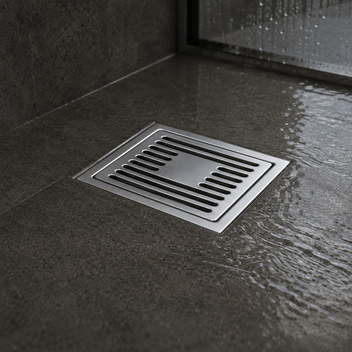 Wahkit Drains Wahkit 4" Chrome Square Grid Floor Drain in Stainless Steel - K-D425