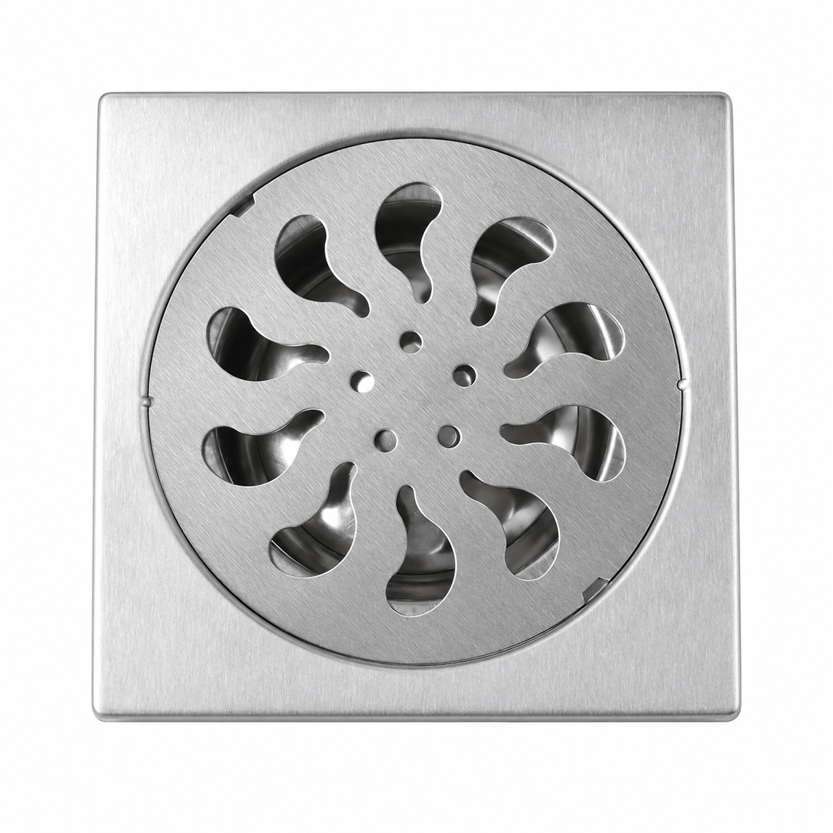 Wahkit Drains Wahkit 4" Chrome Swirl Round Floor Drain in Stainless Steel - K-D470