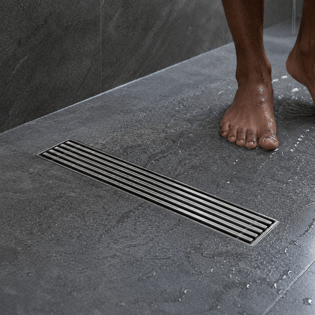 Wahkit Drains Wahkit 8" Brushed Linear Slot Floor Drain in 304 Stainless Steel - K-D433L
