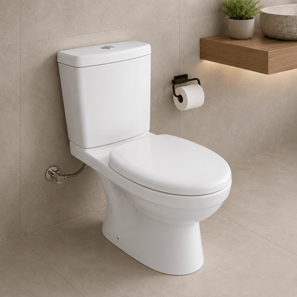 Wahkit Toilet & Urinal Wahkit Ceramic Standard Two-Piece Water Closet with Elongated Bowl & Floor Outlet 660mm - 2001S