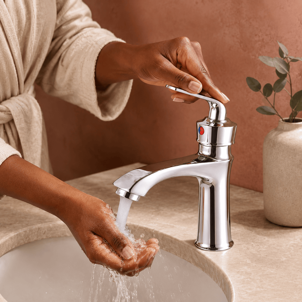 Wahkit Bathroom Faucet Wahkit Chrome Curved Basin Mixer Tap in Zinc Alloy - K-8907