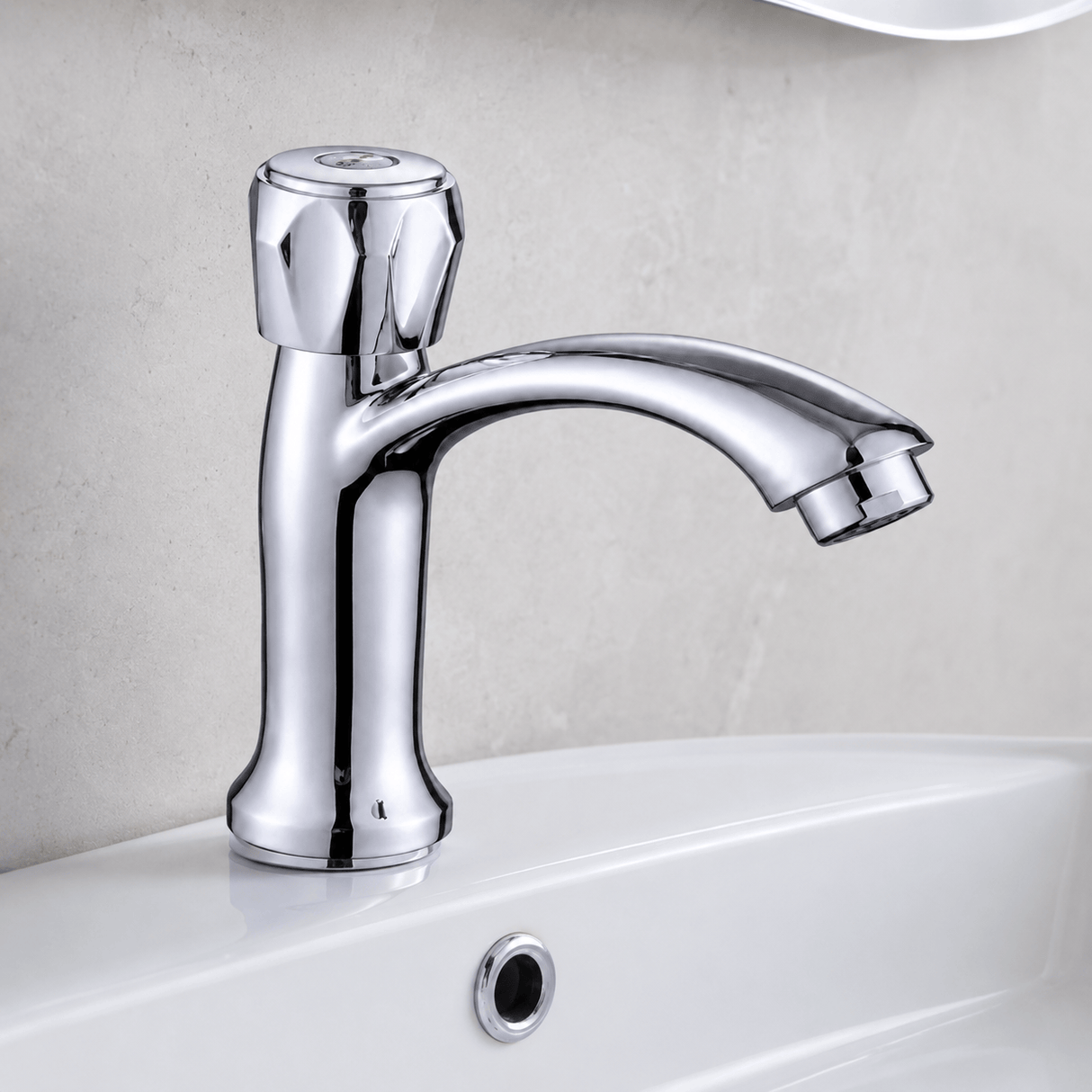 Wahkit Bathroom Faucet Wahkit Chrome Curved Pillar Basin Tap in Plastic Composite Core - G-79001