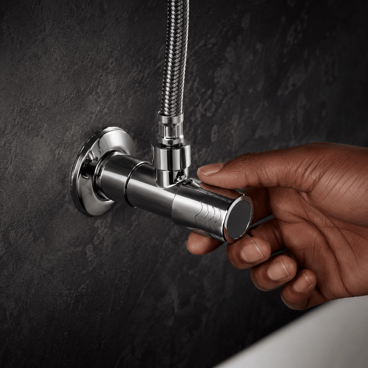 Wahkit Taps & Faucets Wahkit Chrome Cylindrical Angle Valve in Stainless Steel - K-8644B