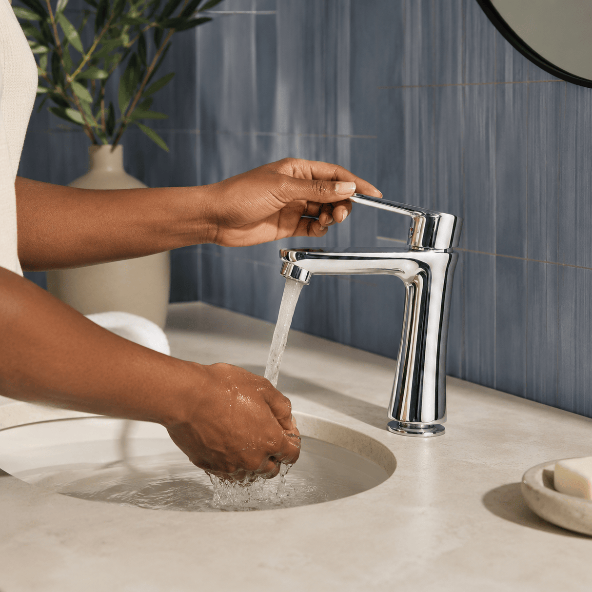 Wahkit Bathroom Faucet Wahkit Chrome Dark Body Basin Mixer Tap in Zinc Alloy - K-8988