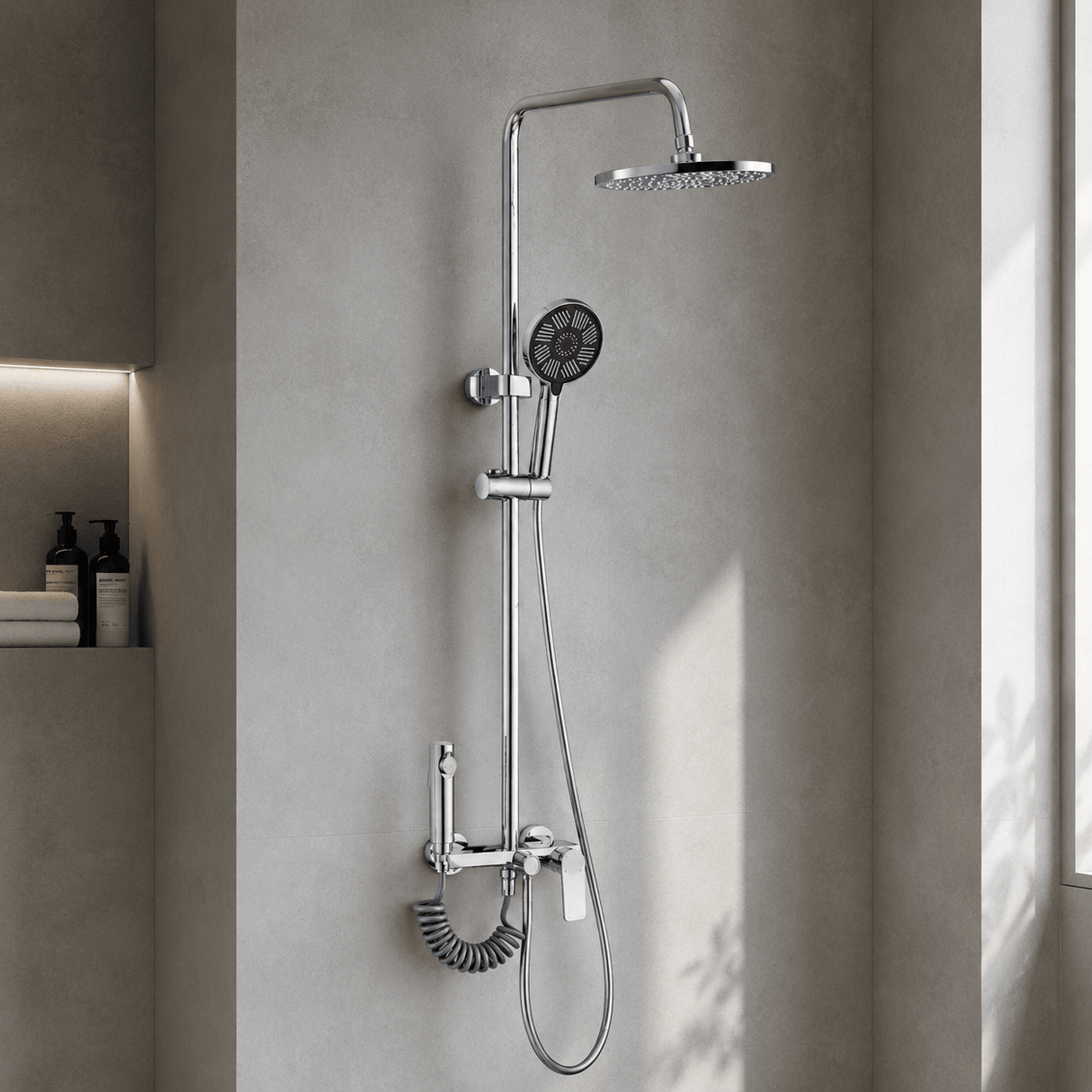 Wahkit Shower Set & Head Wahkit Chrome Round Head Wall Mounted Rain Shower Set in Copper - K-8823