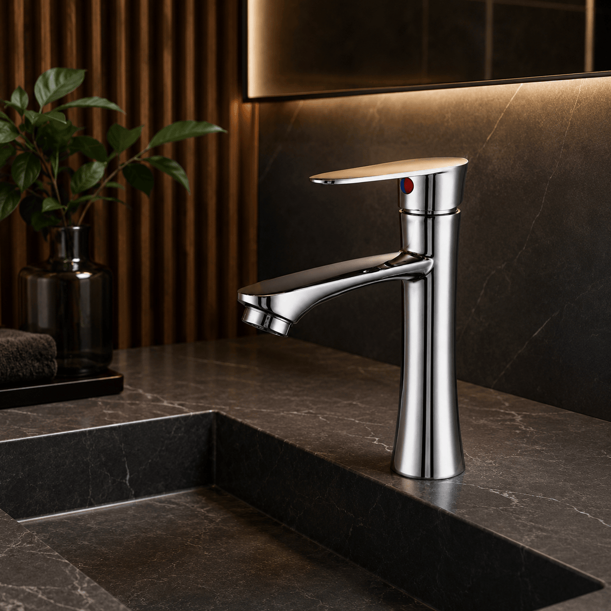 Wahkit Bathroom Faucet Wahkit Chrome Slim Lever Basin Mixer Tap in Zinc Alloy - K-8903