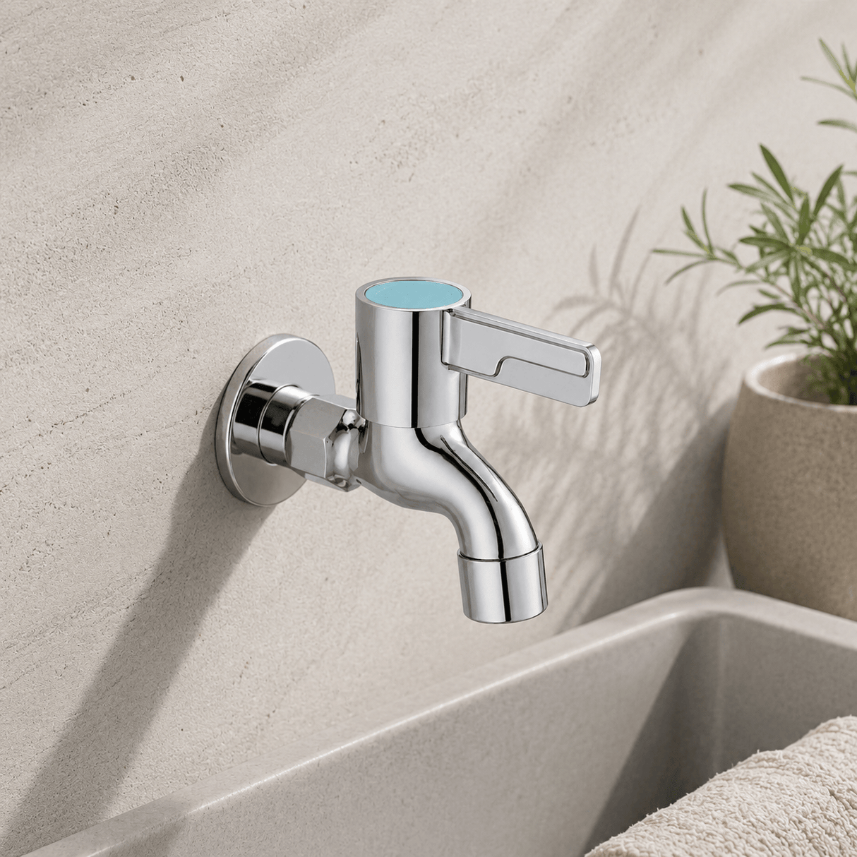 Wahkit Taps & Faucets Wahkit Chrome Square Handle Wall Bib Tap in Copper - K-8758A