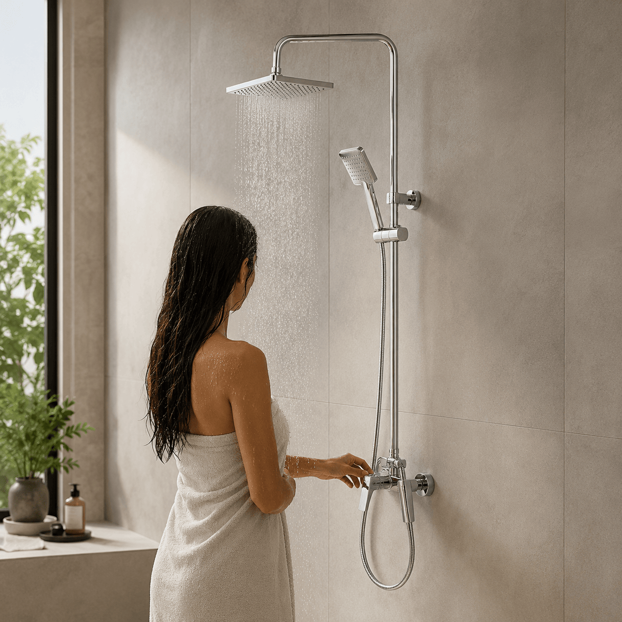Wahkit Shower Set & Head Wahkit Chrome Square Head Wall Mounted Rain Shower Set in Copper - K-8866