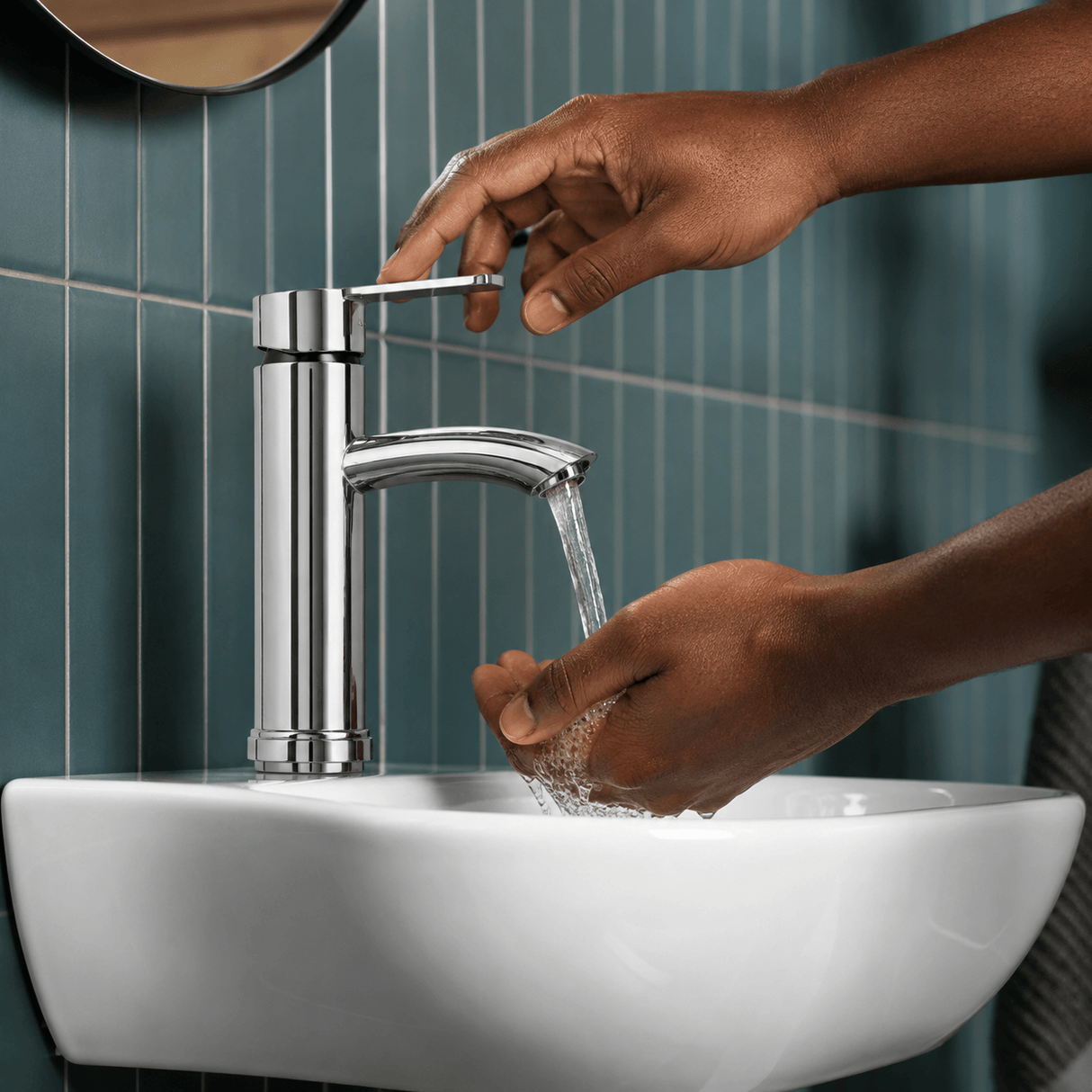 Wahkit Bathroom Faucet Wahkit Chrome Straight Basin Tap in Stainless Steel and Plastic - G-79004