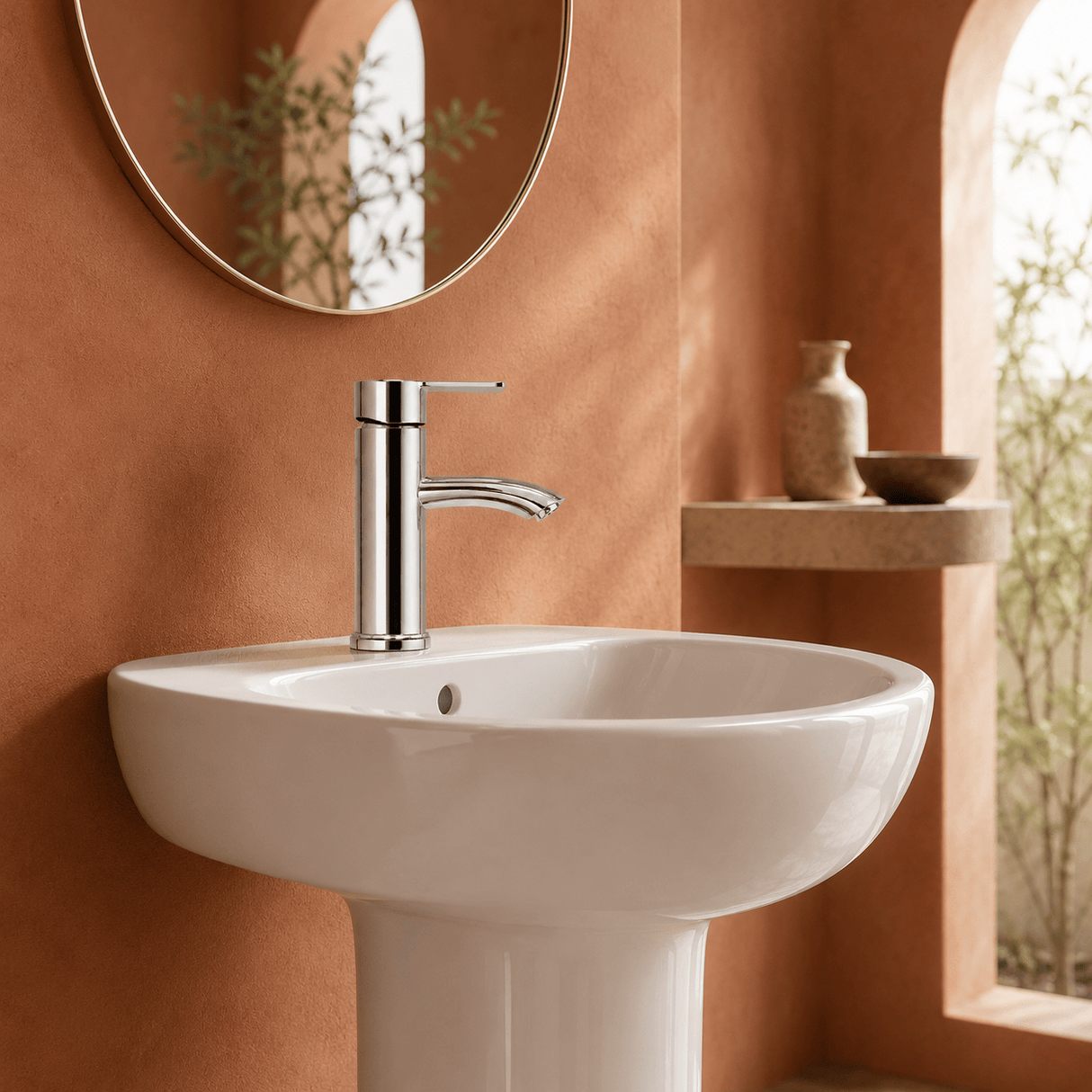Wahkit Bathroom Faucet Wahkit Chrome Straight Basin Tap in Stainless Steel and Plastic - G-79004