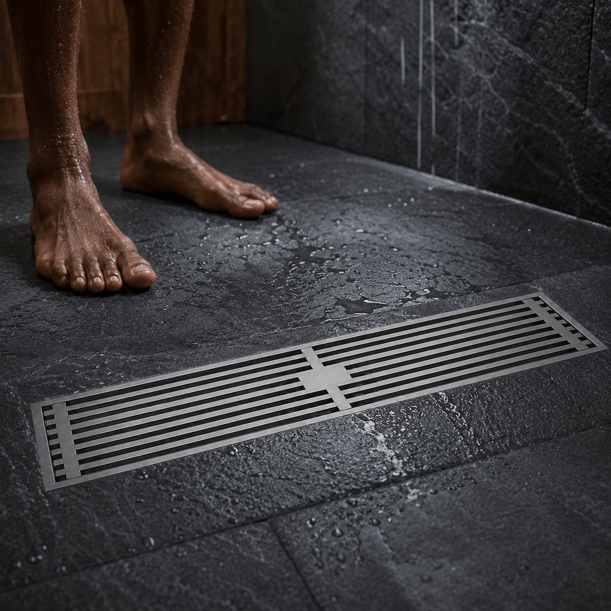Wahkit Drains Wahkit Gunmetal Linear Slot Floor Drain in 304 Stainless Steel - K-D431Q & K-D432Q