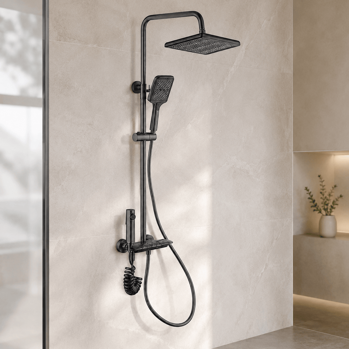 Wahkit Shower Set & Head Wahkit Gunmetal Square Head Wall Mounted Rain Shower Set in Copper - K-8859Q