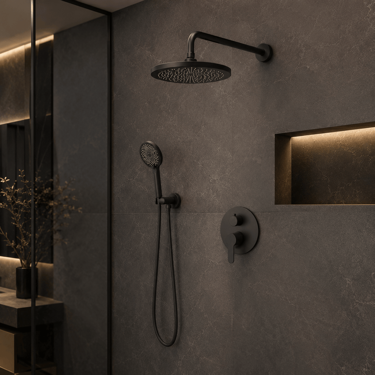 Wahkit Shower Set & Head Wahkit Matte Black Concealed Rain Shower Set in Copper - K-8415H