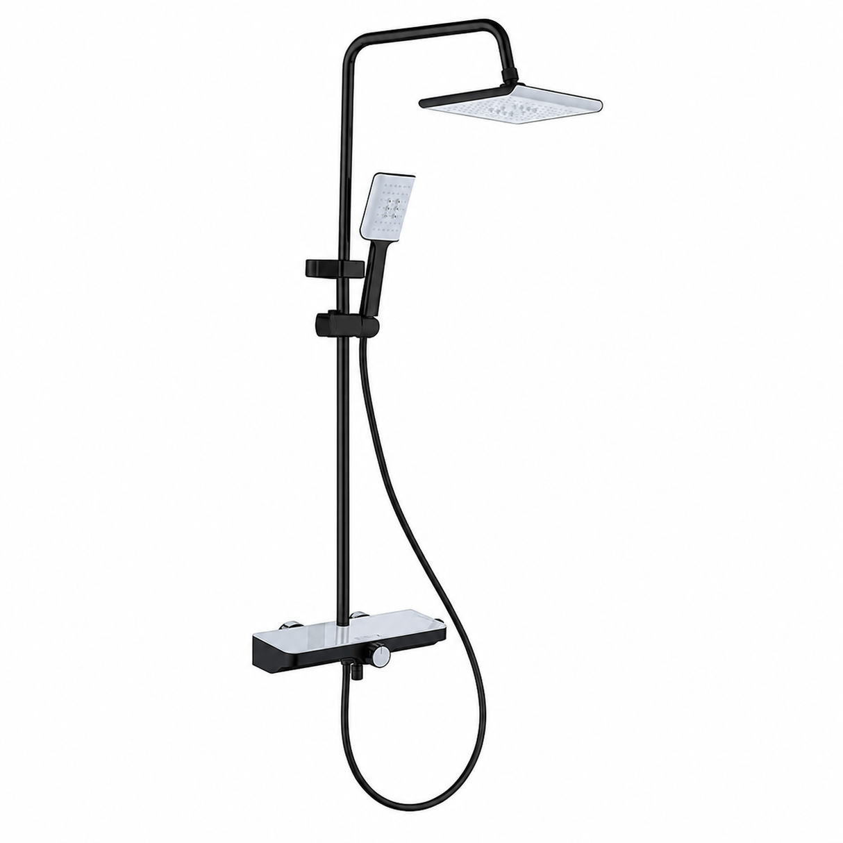 Wahkit Shower Set & Head Wahkit Matte Black Shelf Bar Wall Mounted Shower System in ABS and PPA - K-8844H