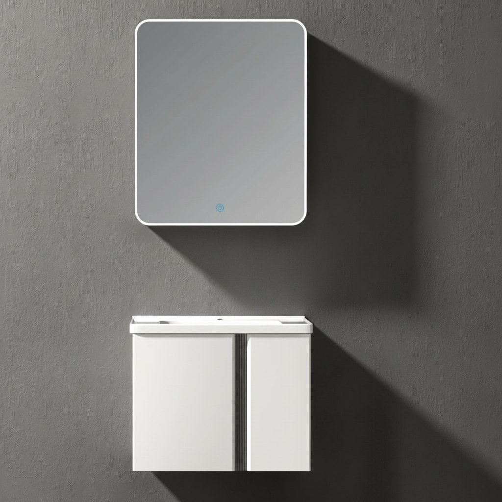 Wahkit Bathroom Vanity & Cabinets Wahkit White Aluminum Bathroom Vanity with Smart Mirror 600mm - K-9906A