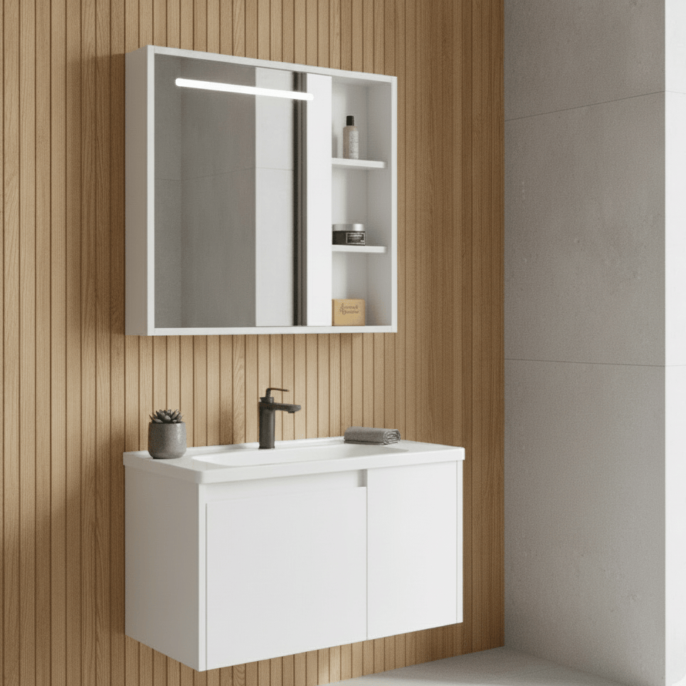 Wahkit Bathroom Vanity & Cabinets Wahkit White Smart Mirror PVC Bathroom Vanity 600mm - K-9988A