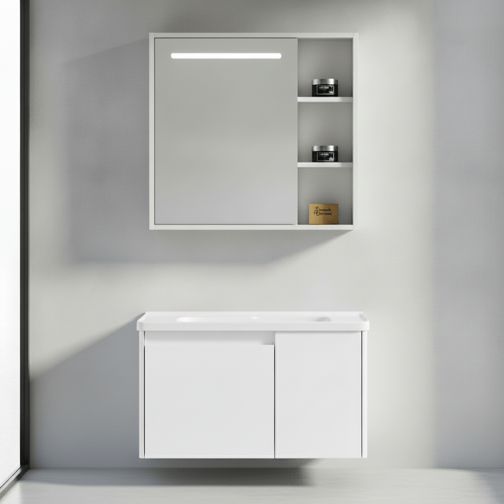 Wahkit Bathroom Vanity & Cabinets Wahkit White Smart Mirror PVC Bathroom Vanity 600mm - K-9988A