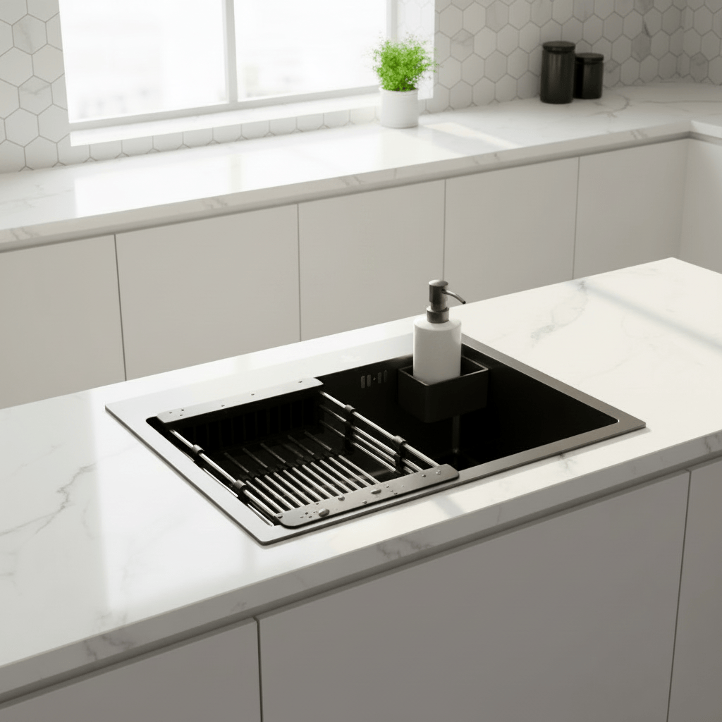 Westa Kitchen Sink Westa Black Kitchen Sink with Soap Dispenser - 5040 TS