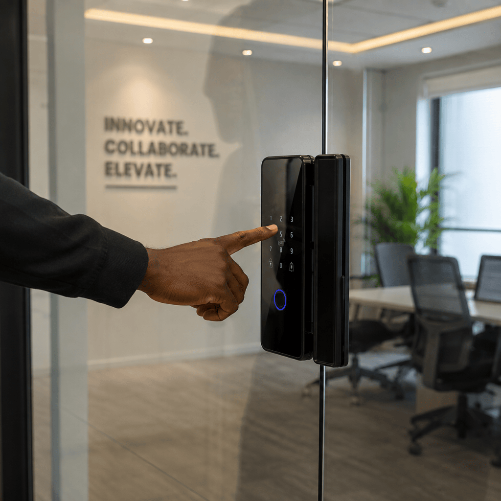 Westa Smart Locks & Digital Access Westa Smart Glass Door Lock with Fingerprint, Password, Card & Bluetooth App Control - K17