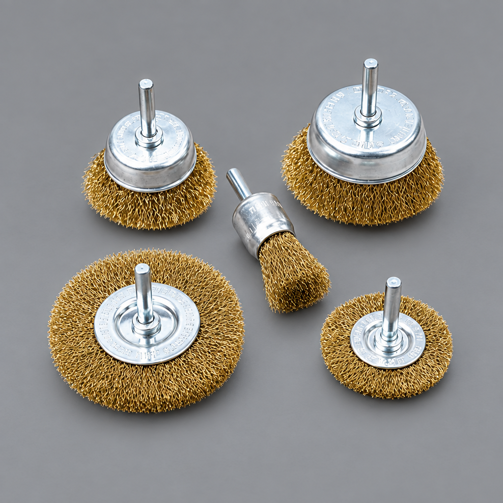 Wire-brush attachment set on grey