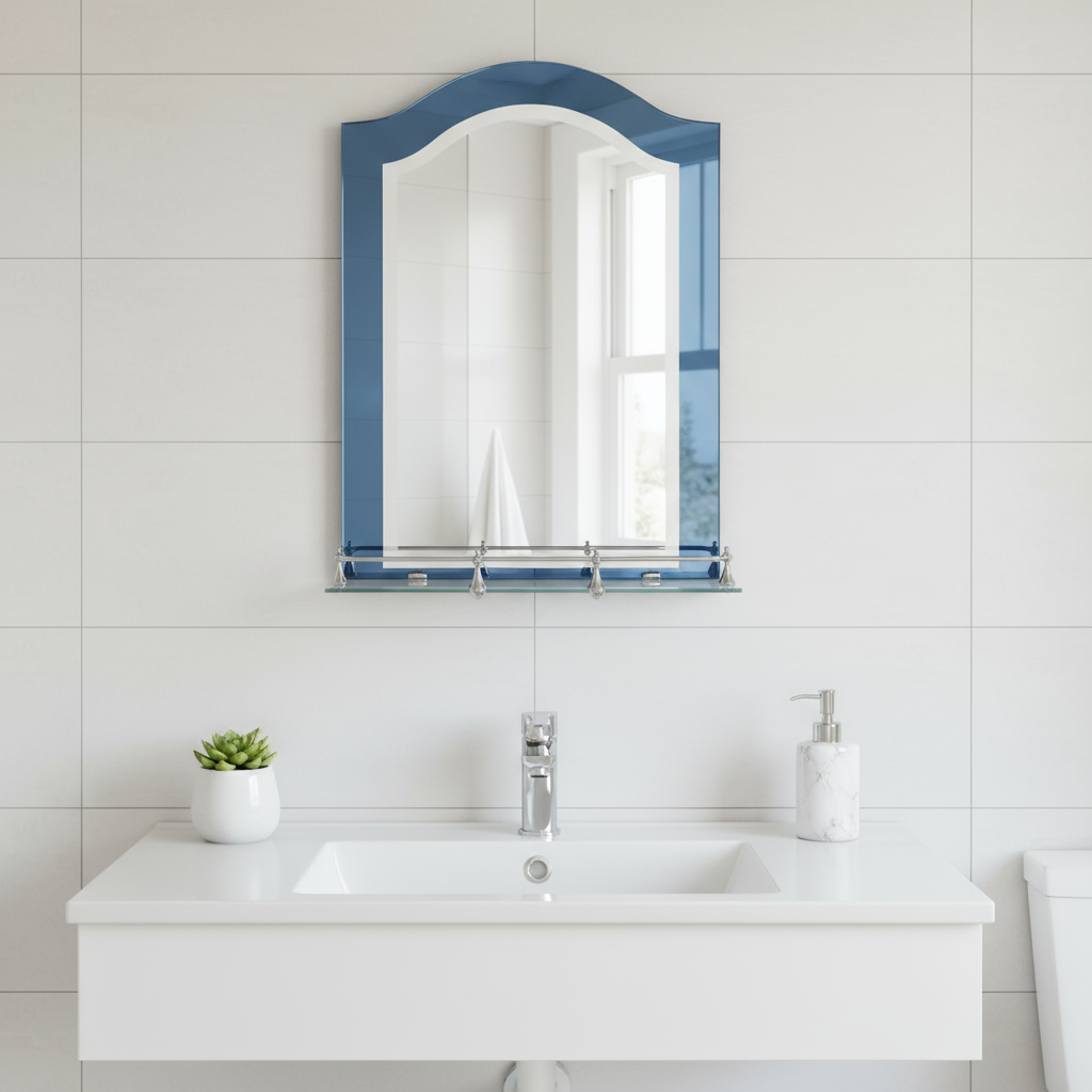 Chelsea Bathroom Mirror with Glass Shelf - 60x45cm