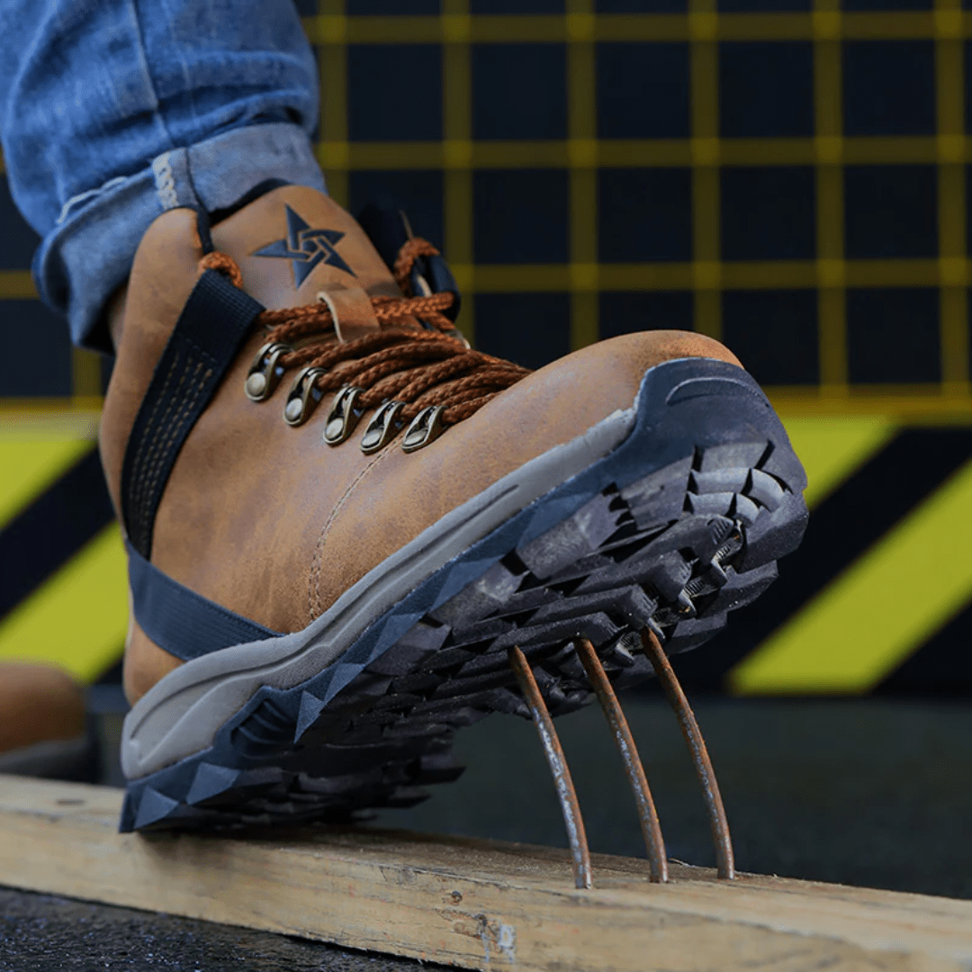 ZME Boots & Footwear Star Brown Waterproof Steel Toe Indestructible Safety Shoes