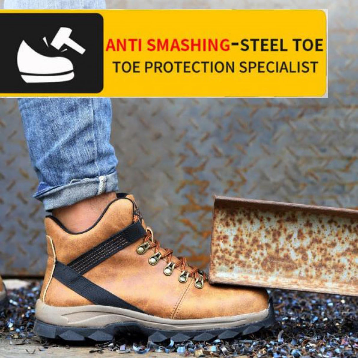 ZME Boots & Footwear Star Brown Waterproof Steel Toe Indestructible Safety Shoes