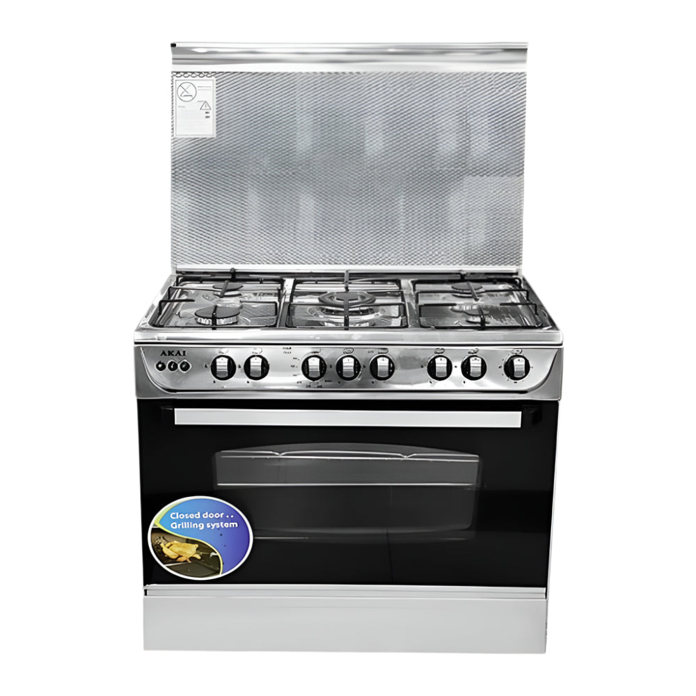 Akai Kitchen Appliances Akai 5 Burner Auto-Ignition 60x90 Free Standing Gas Cooker - GC065A-6090S