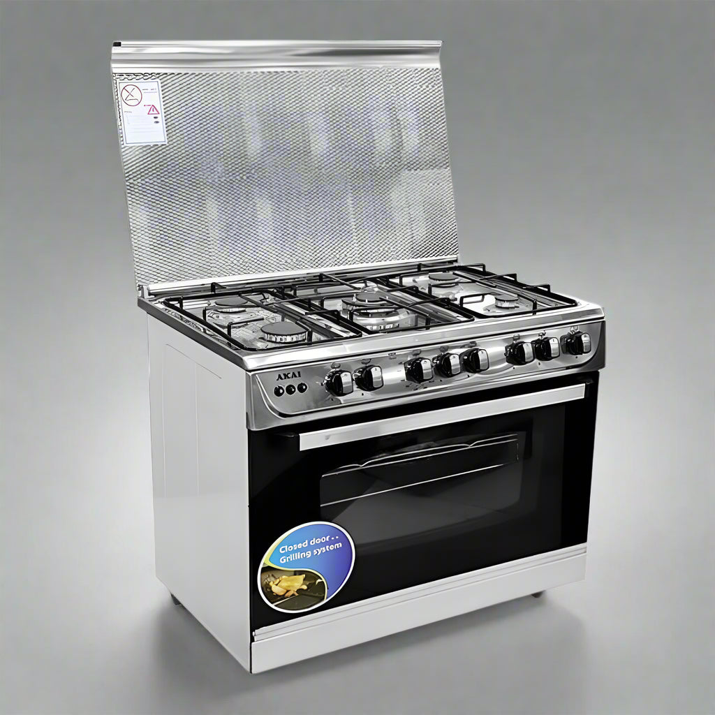 Akai Kitchen Appliances Akai 5 Burner Auto-Ignition 60x90 Free Standing Gas Cooker - GC065A-6090S