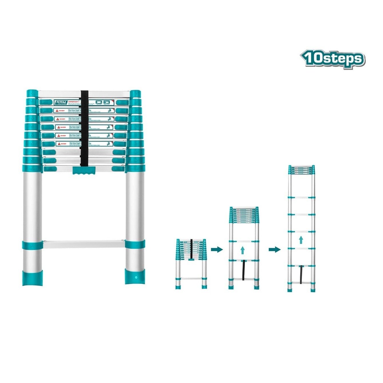 Total Telescopic Ladder 10 Steps - THLAD08101 | Supply Master | Accra, Ghana Ladder Buy Tools hardware Building materials