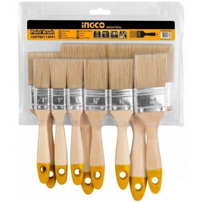 Ingco 9 Pieces Paint Brush for Oil Based Paint - CHPTB0114091 | Supply Master | Accra, Ghana Hardware Building Steel Engineering Hardware tool