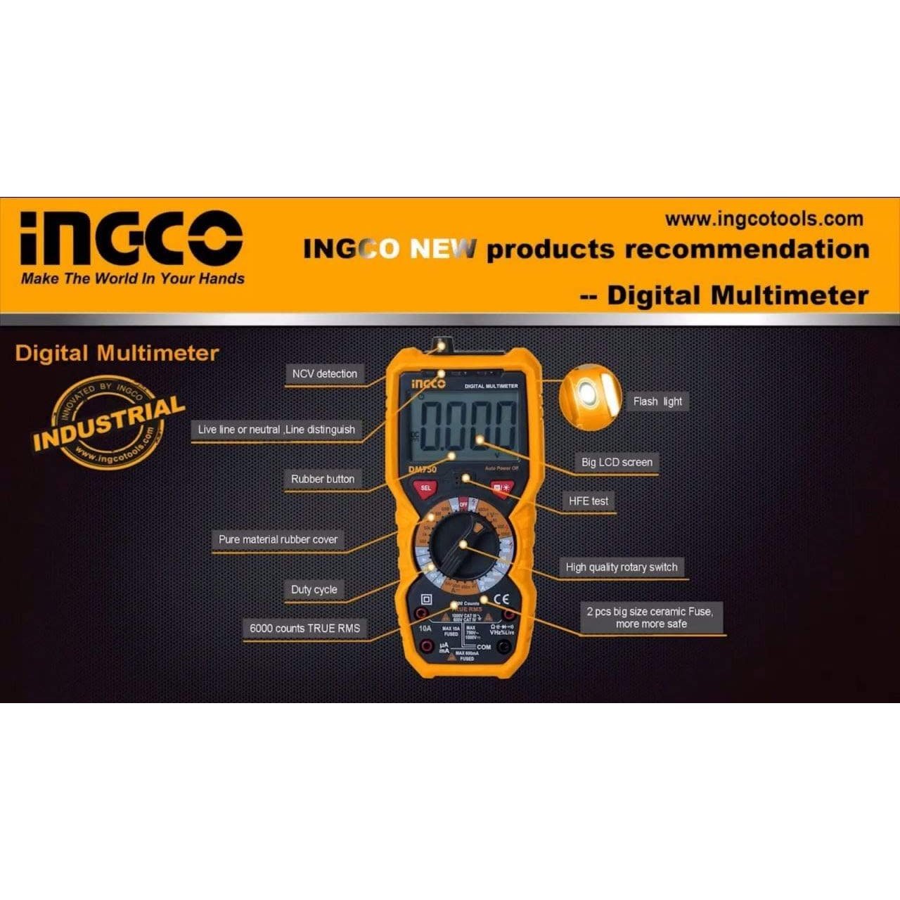 Ingco Digital Electric Multimeter 1000 Volts - DM7502 | Supply Master | Accra, Ghana Tools Building Steel Engineering Hardware tool