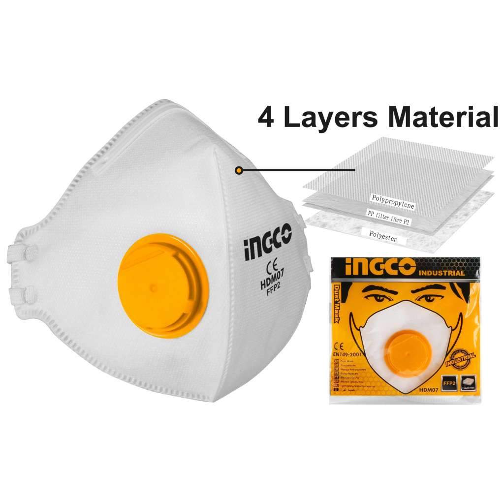 Ingco Dust Mask with Breath Valve - HDM07 | Supply Master | Accra, Ghana Tools Building Steel Engineering Hardware tool