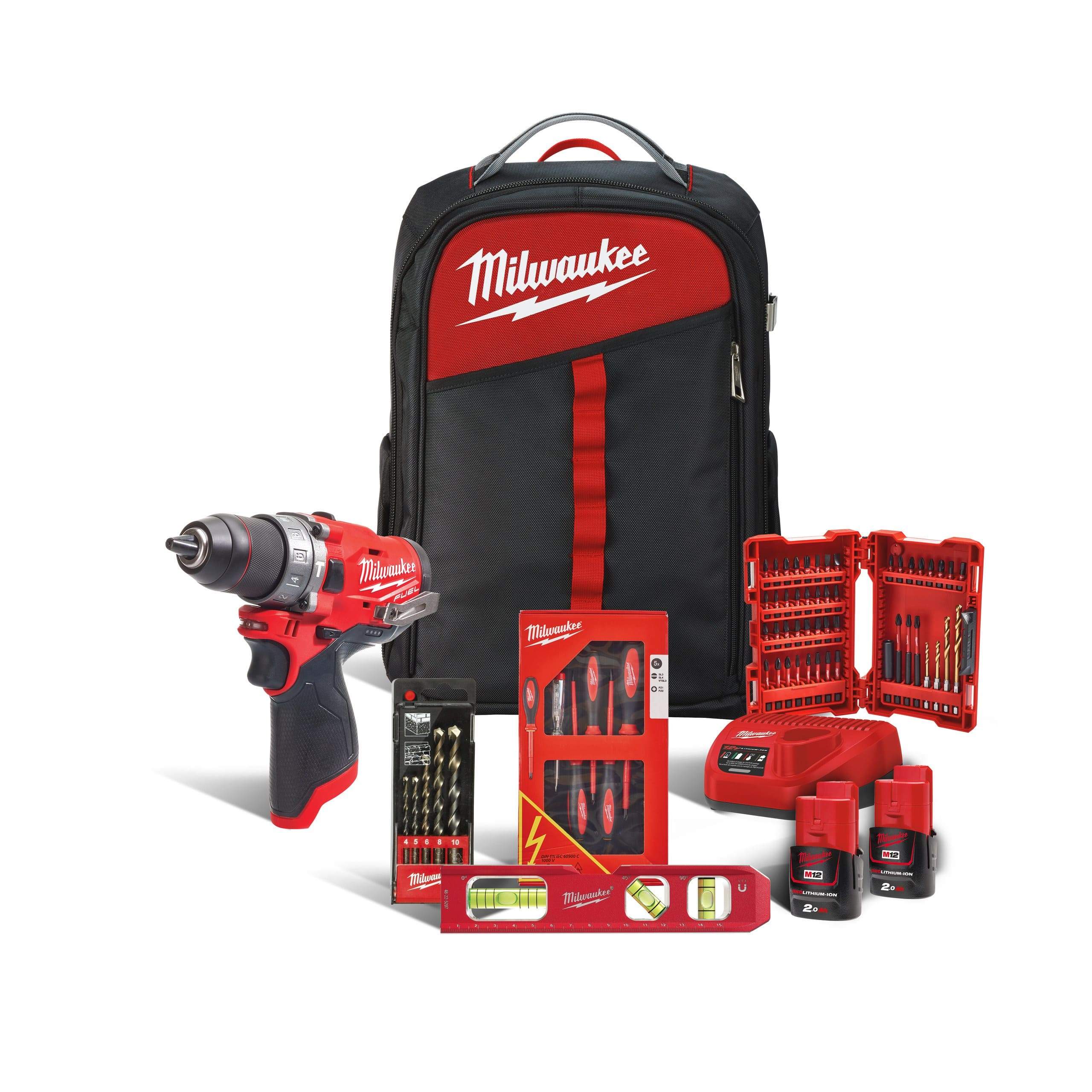 Milwaukee M12™ Portable Productivity - Electrician Tradesman Kit - M12 FPD-202BH | Supply Master | Accra, Ghan Tools Building Steel Engineering Hardware tool