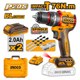 Ingco Lithium-Ion Compact Brushless Cordless Impact Drill With Battery And Charger - CIDLI20768