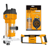 Woodworking Precision Kit - Laminate Trimmer, Hacksaw & Chalk Line Reel Set