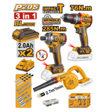 Ingco Cordless 20V Impact Drill 76Nm + Impact Driver 285Nm + Blower + 2 Batteries - COSLI250182