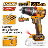Ingco Lithium-Ion Compact Brushless Cordless Impact Drill - CIDLI205581