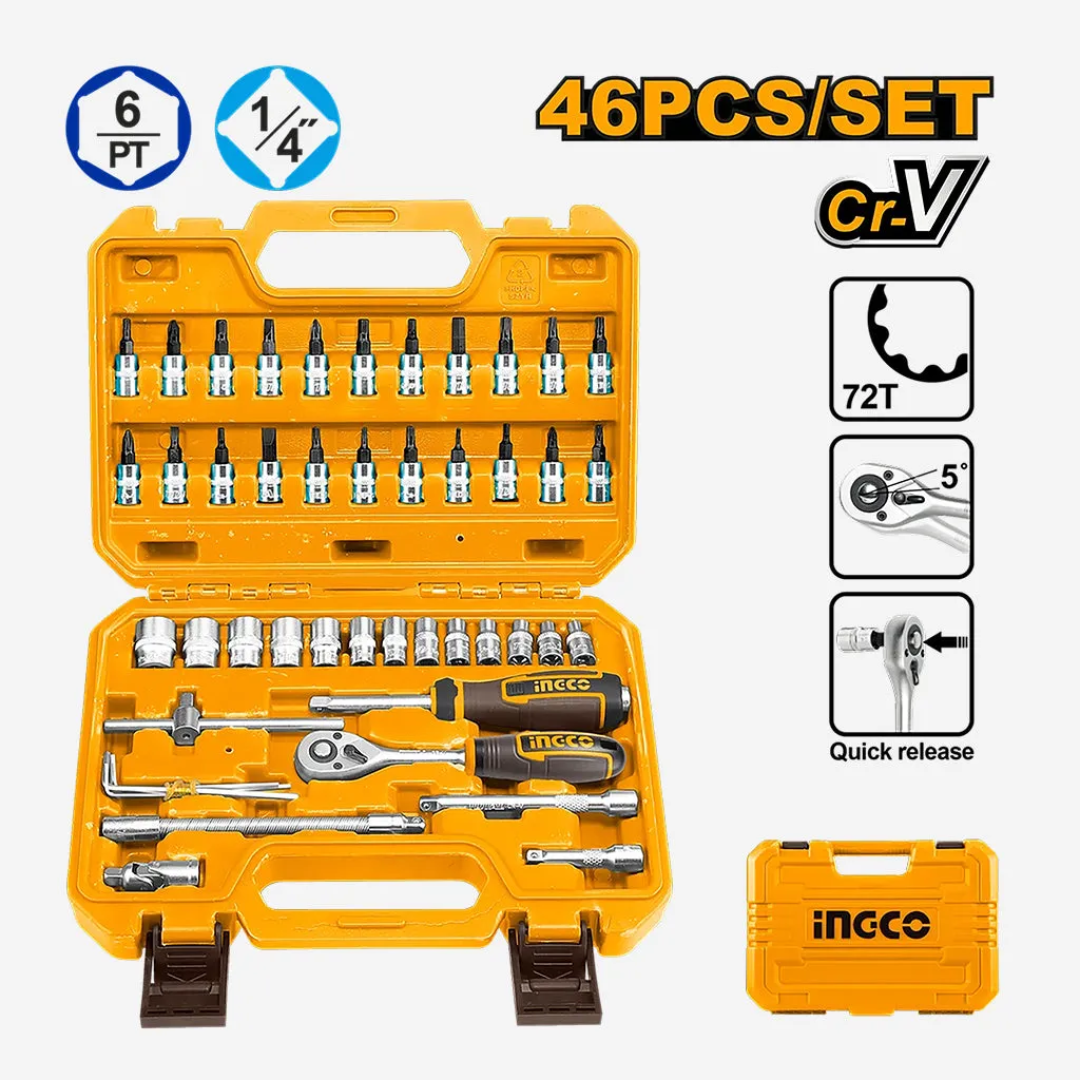 Ingco 46 Pieces 1/4" Socket Wrench Set - HKTS14462