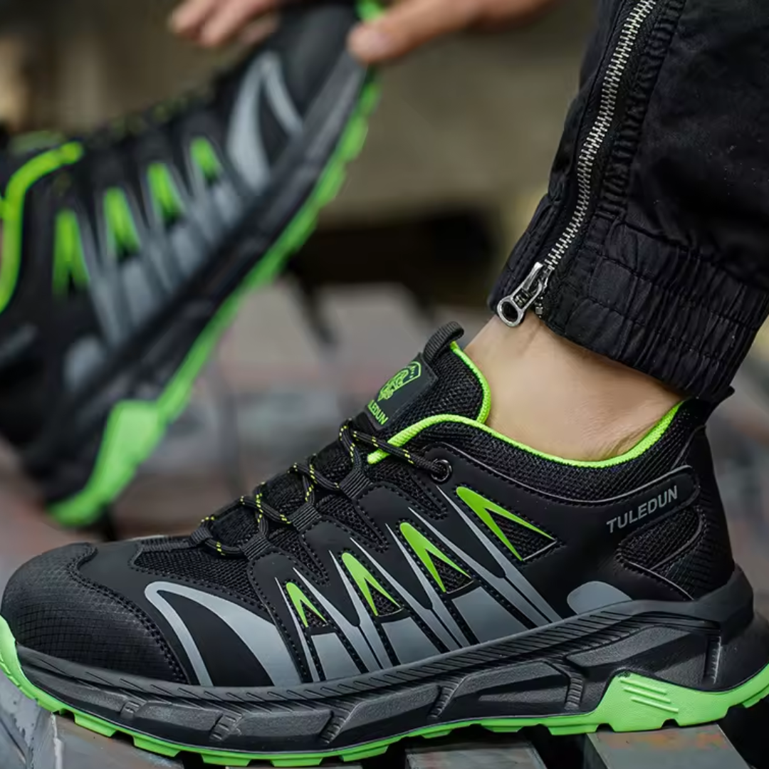 Tuledun Waterproof Hiking Green Safety Shoes