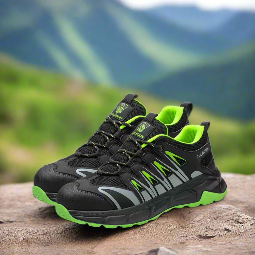 Tuledun Waterproof Hiking Green Safety Shoes