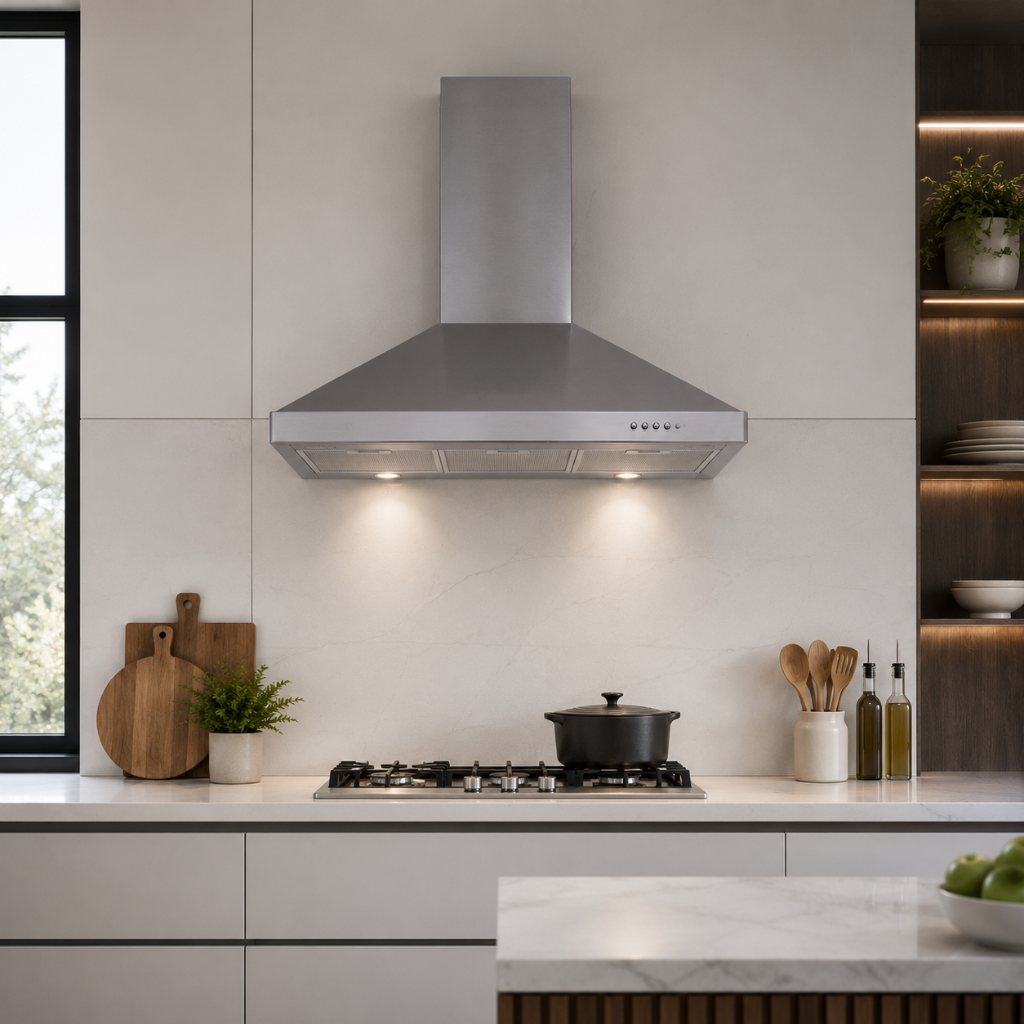 Luxell 90cm Stainless Steel Pyramid Cooker Hood with 450m³/h Extraction - DP6-X-90