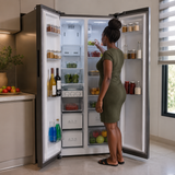 Luxell 510L No-Frost Side-by-Side Refrigerator with Digital Display, Inox - LXSBS-550IN